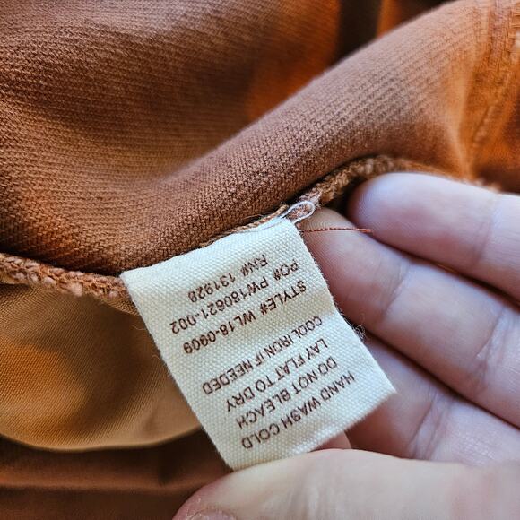 Wishlist Denim Wide Leg Overalls Jumpsuit L Rust Brown Cropped Raw Hem - Picture 12 of 12